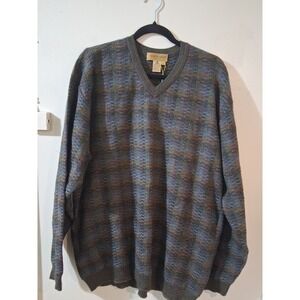 Tricots St Raphael Mens XL Merino Wool V-Neck Sweater Space Dye Knit Uruguay NWT